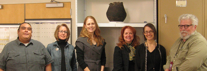Museums of New Mexico Conservation Unit, left to right: Larry Humetewa, Landis Smith, Crista Pack (Intern), Maureen Russell, Mina Thompson and Director, Mark MacKenzie.